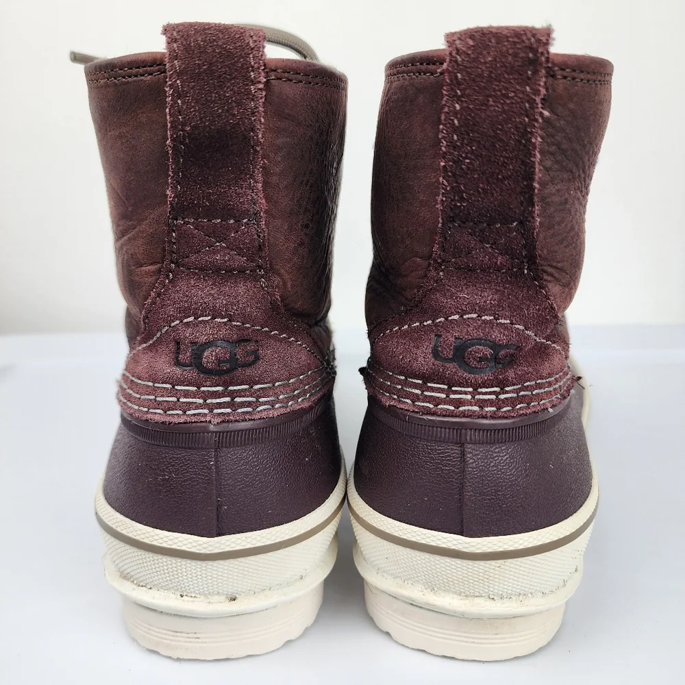 UGG Waterproof Leather Duck Boot Burgundy Men Size 7.5
